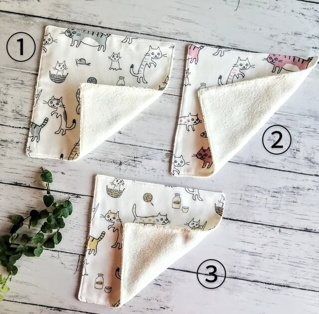 猫柄 ハンカチタオル 20cm✕20cm 名入れミニタオル コットン ハンド