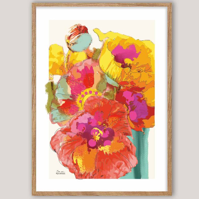 ブライト　花　送料無料　A4〜A0  個性のseiサイト　イラスト　アート　ポスター　アートポスター　3379