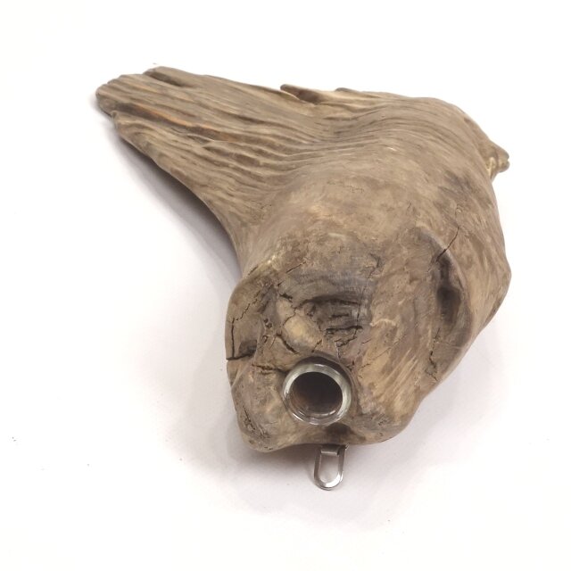 温泉流木】大きく流れる小さな流木壁掛け一輪挿し・花器 花瓶 木製