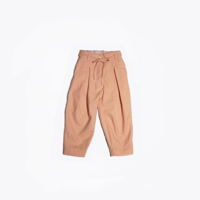 うすだいだい色、フェルト、ウール、ワイドプリーツKIDSパンツ（1才用）オリジナルサンプル