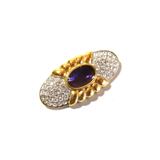 80s Vintage Rhinestone Purple Enamel Brooch