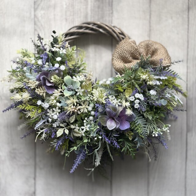 ラベンダーとユーカリのグリーンリース 〜アーティフィシャルフラワー