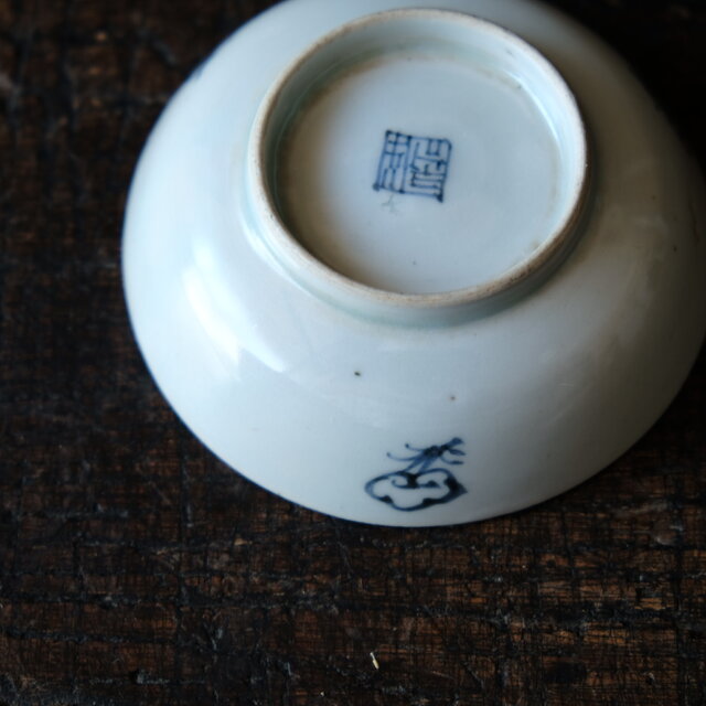 古伊万里　染付　撫子の図　豆皿　江戸期　E093AS-fbkv 古伊万里 染付 撫子図 豆皿 江戸期