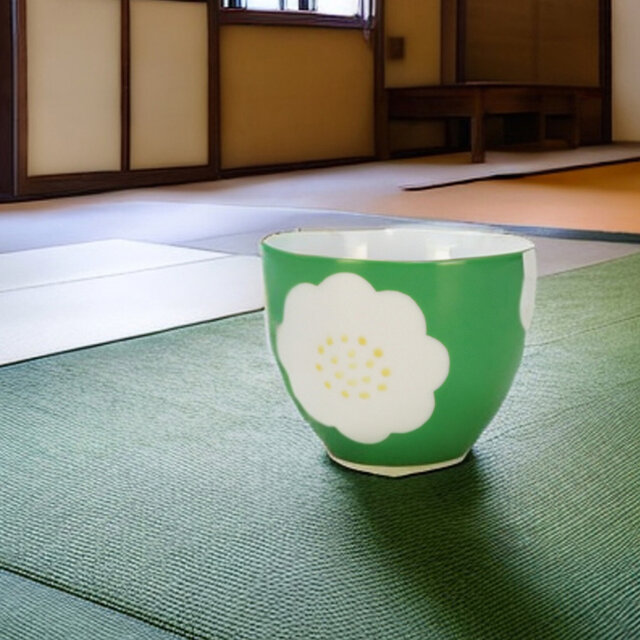 もえぎ花図　湯呑【美濃焼】