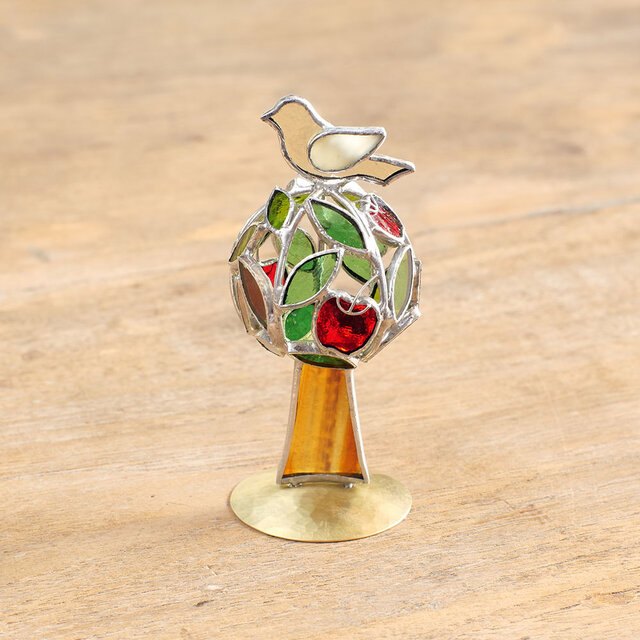 りんごの木　（真鍮ベース・ステンドグラス）