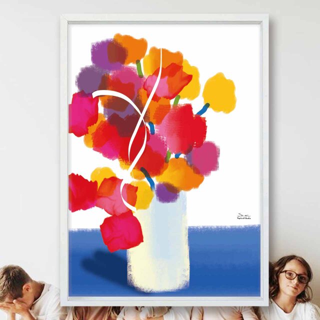 そばにいる花たち　花　送料無料　個性のseiサイト　イラスト　アート　ポスター　アートポスター　A4〜A0　3383