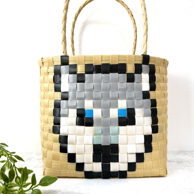 シベリアンハスキー　ハスキー★プラカゴ★お散歩バッグ温泉バッグ　エコバッグ　PPバンド　カゴバッグ　お散歩バッグ