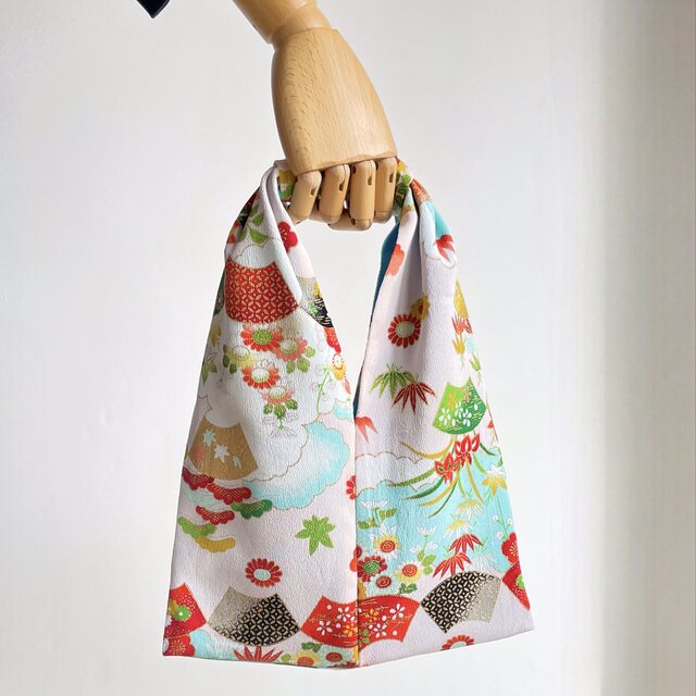 あずま袋【送料込み】着物リメイク　ピンク