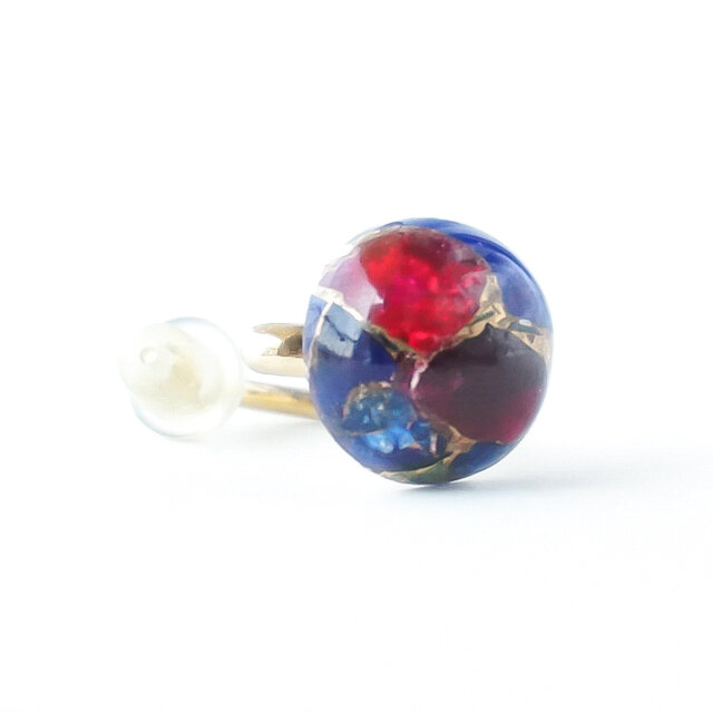 Deep blue 一点もの トルマリン イヤーカフ 赤  青 ゴールド 重ね付け 10月誕生石 天然石 ギフト