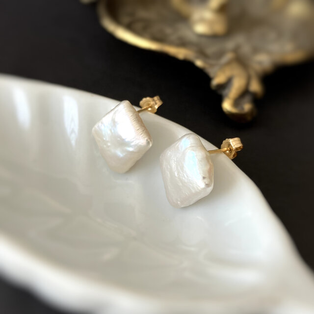 スクエアパール [14kgf] earrings