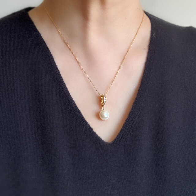 2Way 淡水パール クリッカー ネックレス 14Kgf アレルギー対応