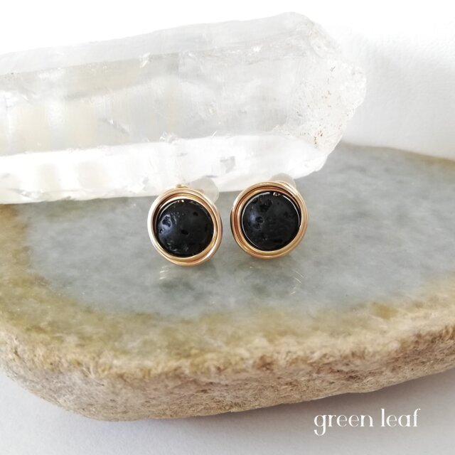 14kgf＊ラバストーンの一粒ピアス