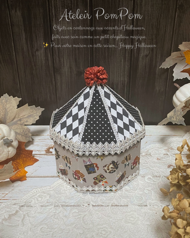 白黒の屋根にたくさんの猫たちが集まったファンタジーボックス（送料無料）