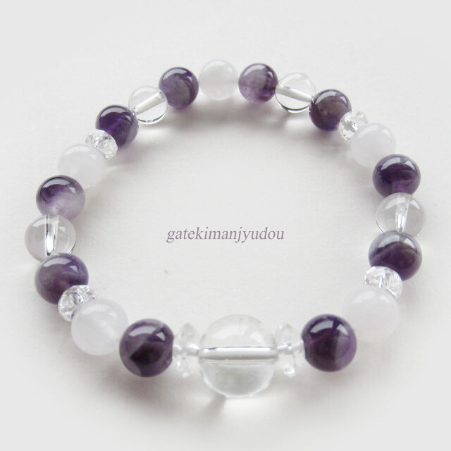 ケープアメジストと水晶のブレスレット【サイズ変更可】