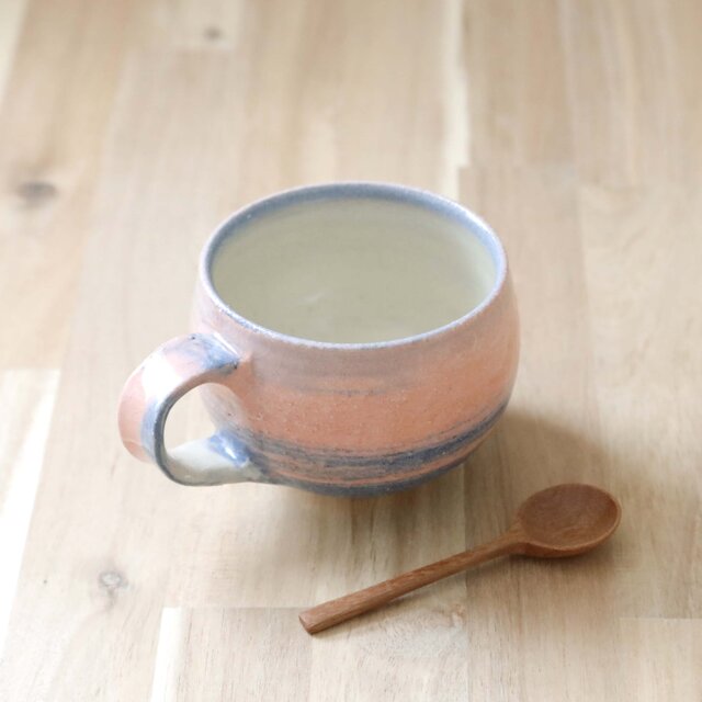 ころんと丸い練り上げのマグカップ 朝焼けの空 ＊ ３