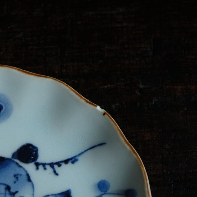 蝙蝠と果実◇伊万里 蝙蝠文染付中皿 骨董/antiques丁寧な暮らし