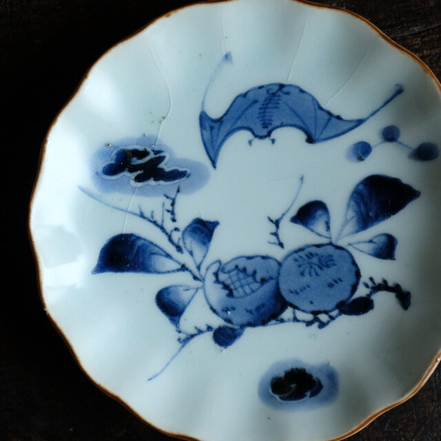 火入れ■香炉 伊万里 染付桃文 明治期 聖果 青花 火器 時代物 骨董品■ 火入れ□香炉 伊万里 染付桃文 明治期 聖果 青花 火器 時代物