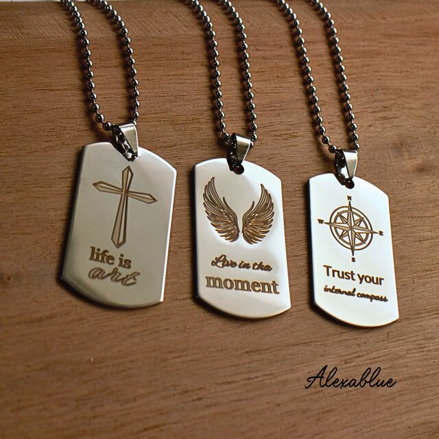 選べる！ユニセックス ミリタリー ドッグ タグ ネックレス オリジナルネックレス 文字入れ