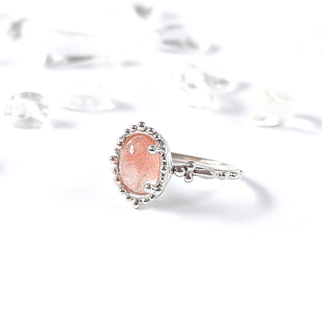 ジューシーカラー～ カザフスタン産ストロベリークォーツの粒飾り