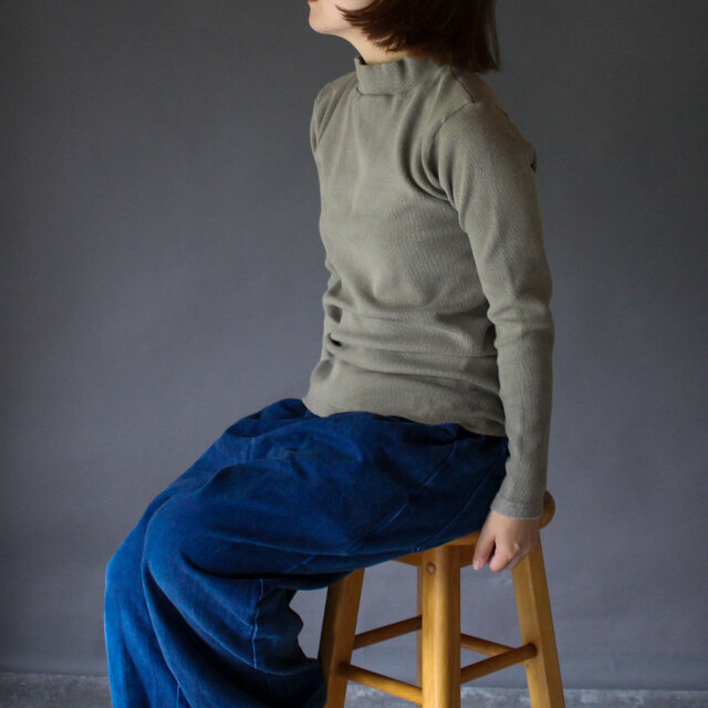 肉厚テレコニットtops / 老竹色 /草木染め