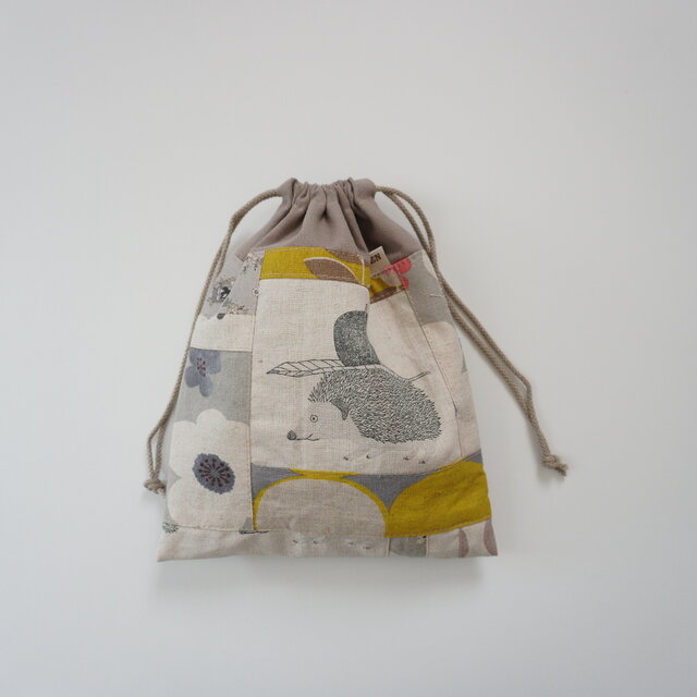 パッチワークの巾着 ハリネズミ
