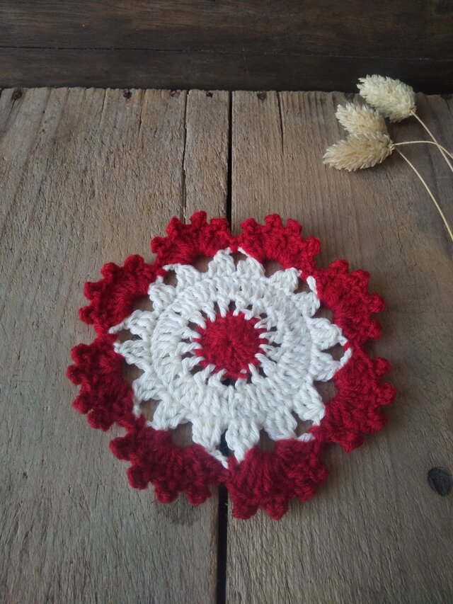 ニット×コットンのコースター　