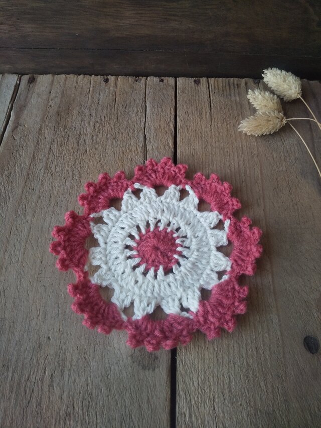 ニット×コットンのコースター　