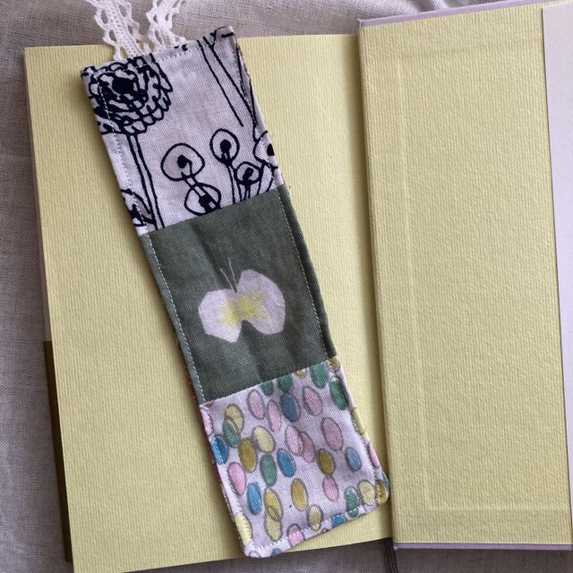 ハンドメイド◆ミナペルホネン蝶々布製しおりリバティ②