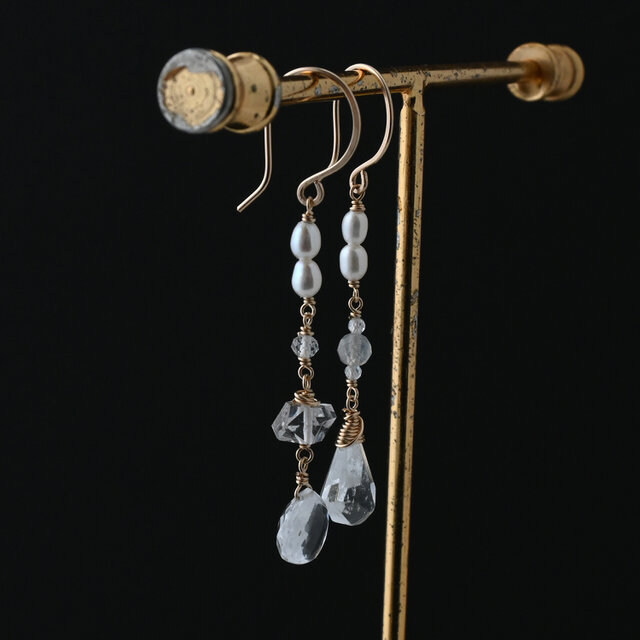 ハーキマーダイヤ・マロンカットクリスタル・ホワイトトパーズ