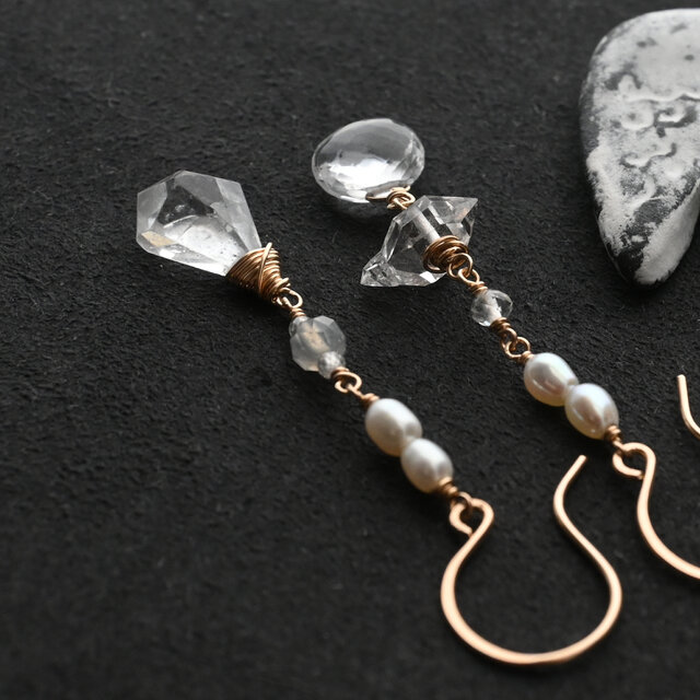 ハーキマーダイヤ・マロンカットクリスタル・ホワイトトパーズ