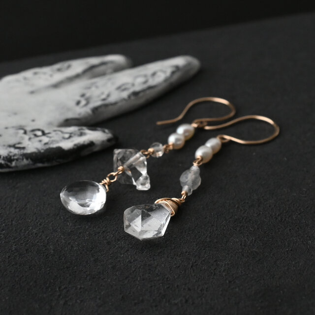 ハーキマーダイヤ・マロンカットクリスタル・ホワイトトパーズ