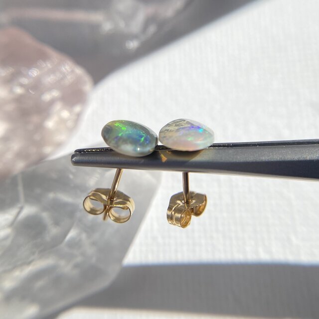 天然ブラックオパール ピアス
