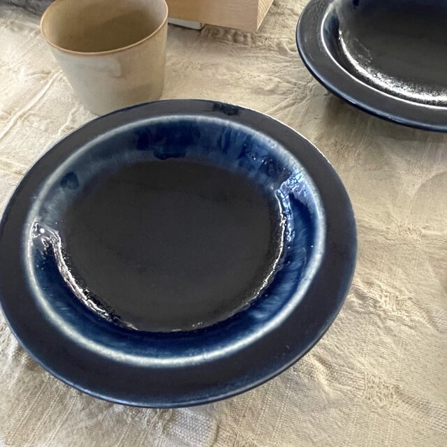Flow ネイビー リムプレート19㎝ 深皿