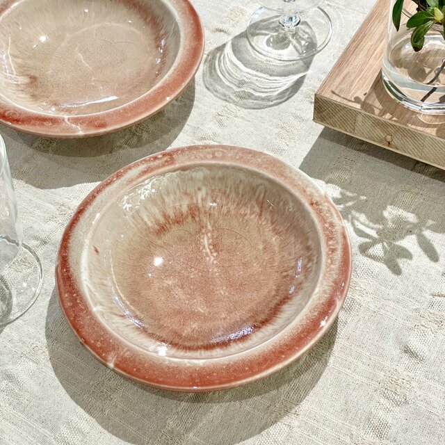 Flow レッド リムプレート19㎝ 深皿