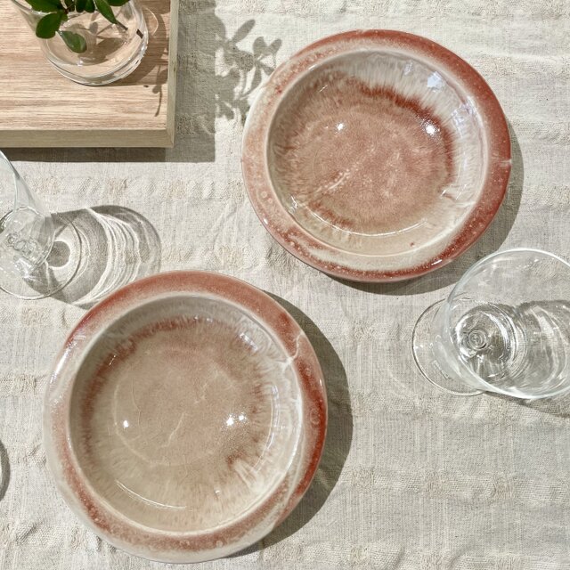 Flow レッド リムプレート19㎝ 深皿