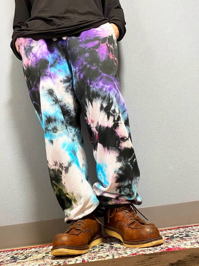 タイダイ スウェットパンツ XLサイズ ブラック×カラフル 絞り染め HD23-53