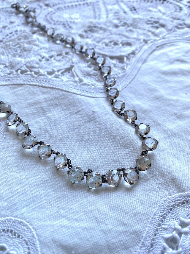 アールデコ　クリアグラス　リヴィエールネックレス