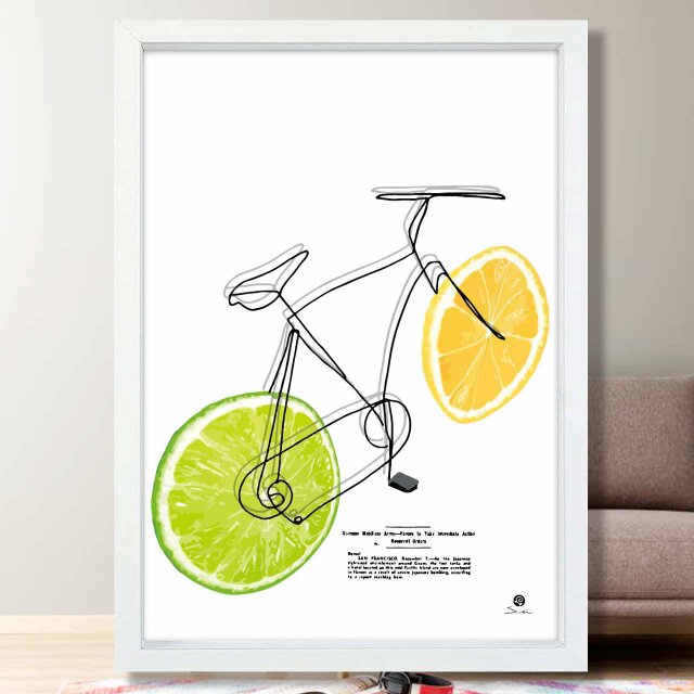 ビタミン自転車　フルーツ　送料無料　個性見つかるサイト　イラスト　アート　ポスター　アートポスター　A4〜A0　 3399
