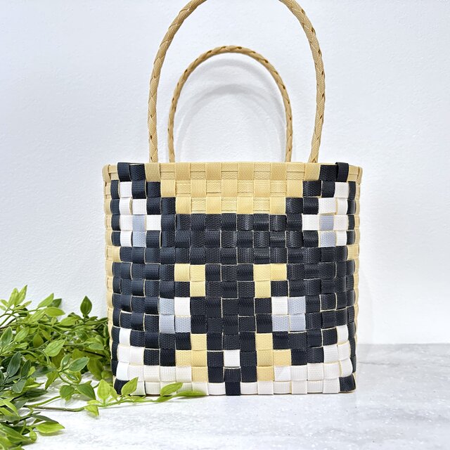 黒柴　柴犬　豆柴★プラカゴ★お散歩バッグ　温泉バッグ　エコバッグ　PPバンド　カゴバッグ　お散歩バッグ