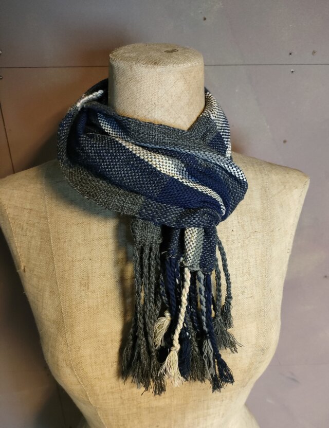 残糸利用　綿マフラー　送料無料　[糸と糸]
