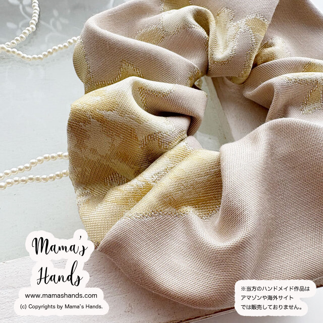 シュシュ  ヘアゴム  ベージュ ⭐️2点売れました⭐️ ジャガード織 ライト ベージュ 生成り