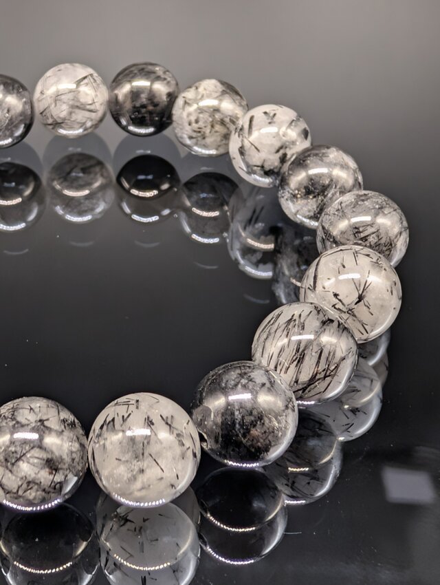 ブラックルチルクォーツ・10mm・(ブラックトルマリン・イン・クォーツ