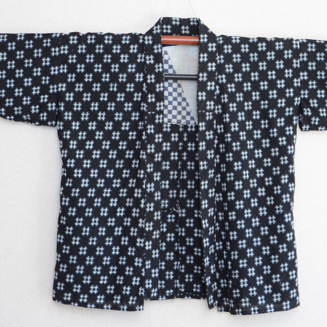 野良着【井桁絣・裏地手ぬぐい】古布 着物 リメイク素材