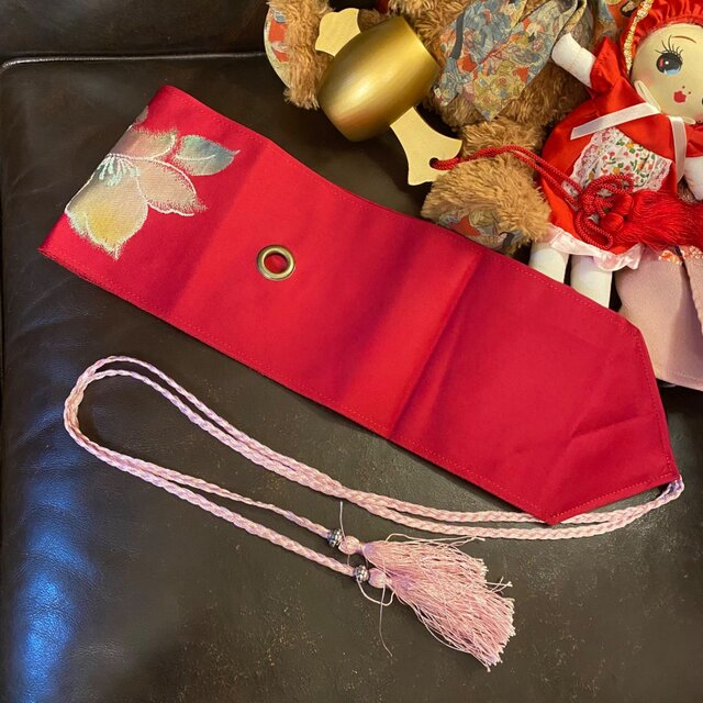 着物リメイクワンピース3495 着物 ロング ワンピース リメイク 帯 和洋折衷 花々と鶴が巧みに