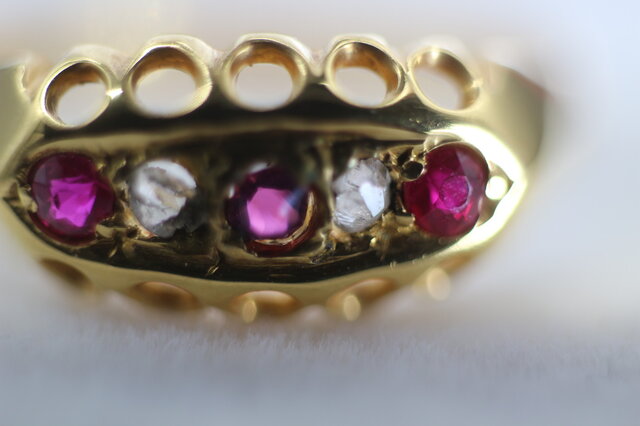 アンティーク 英国 1917年 イギリス 18K 18金 ダイヤモンド ルビー