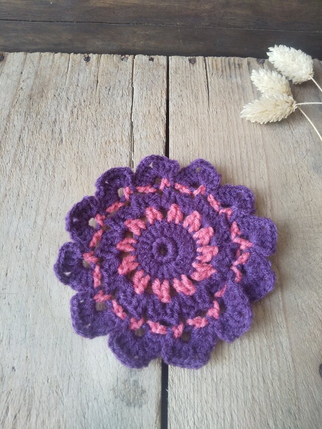 ニットのカラフルコースター　