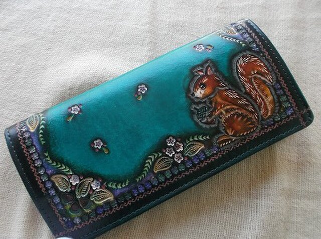 レザークラフトロングウォレット　リス レザークラフト長財布 リス | iichi 日々の暮らしを心地よくする