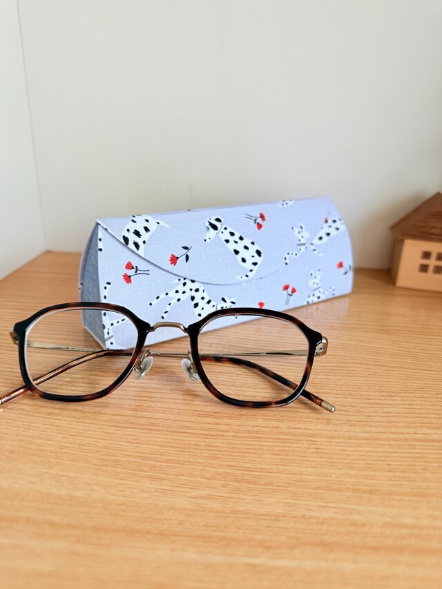 【受注制作】メガネケース　ダルメシアン×デニムカラー