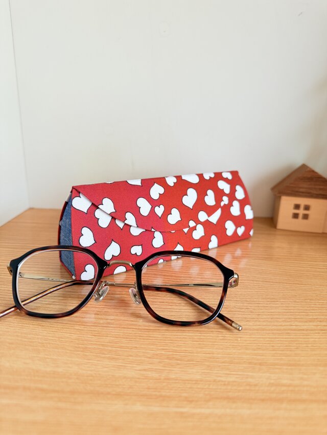 【受注制作】メガネケース　ハート×デニムカラー