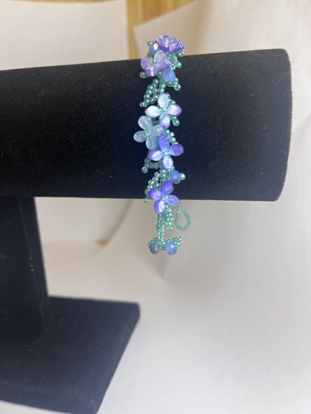 一点物】藤の花の手編みブレスレット｜優雅に揺れるロマンチックな藤の